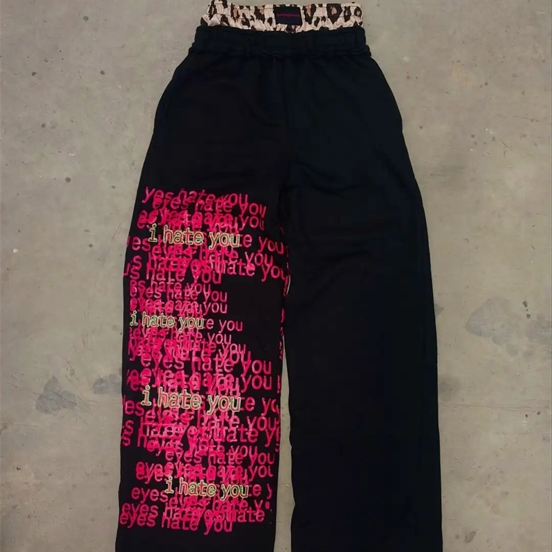 Retro double waist n casual street men pants hip-hop gothic harajuku loose pants Y2K letter pattern sports pants 260430BJ