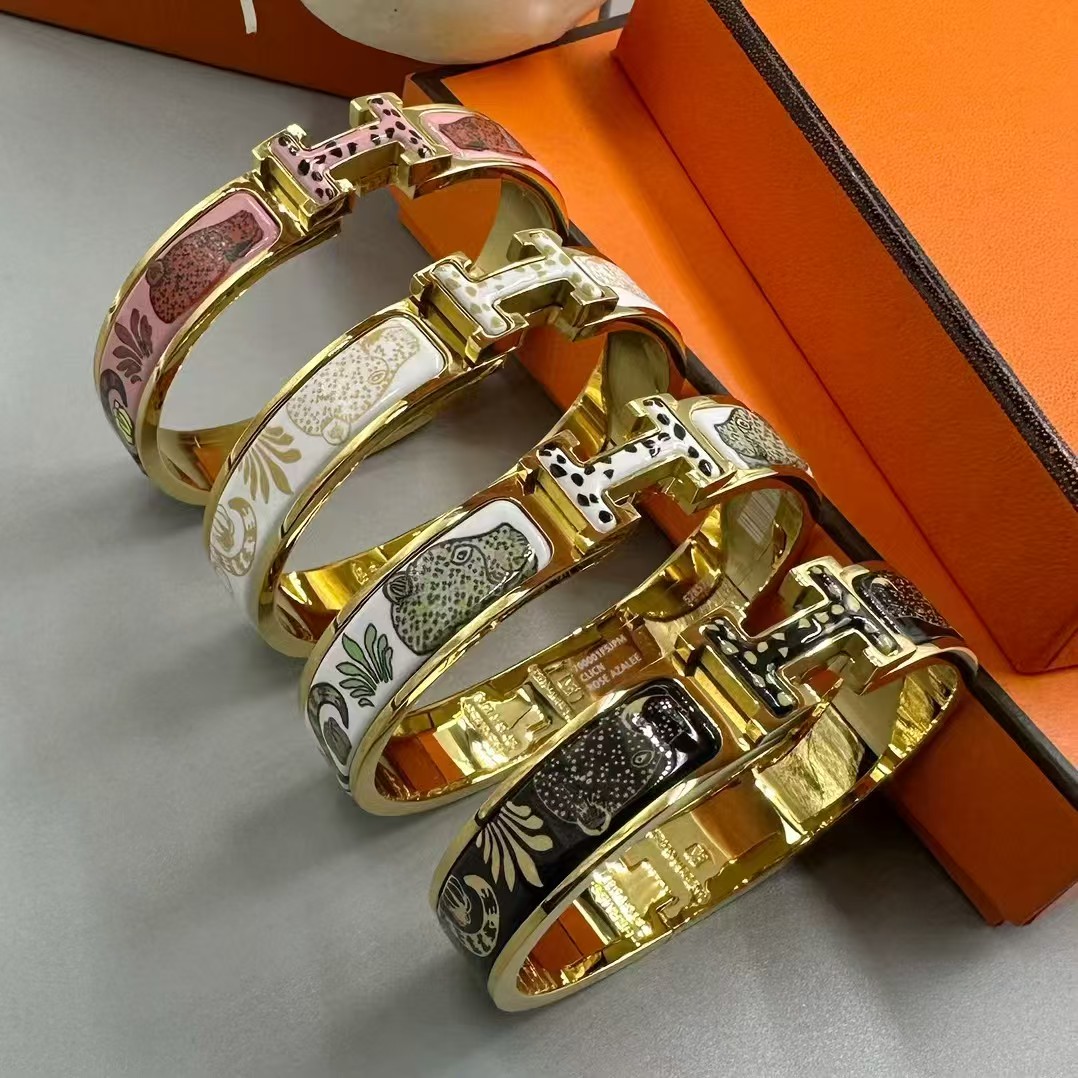 Bracelet de créateur pour hommes et femmes, luxe, 12mm, motif Animal H, haute qualité, bijoux en or 18 carats, cadeau