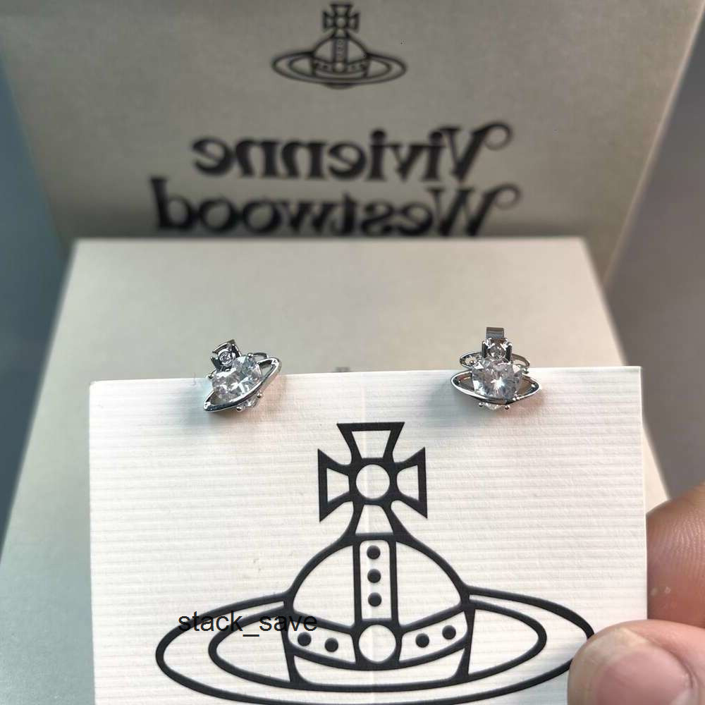 viviane''westwod west wood jewelry Designer 24 New Western Empress Dowager Little Saturn Love Earrings Female Light Luxury Fashion Compact