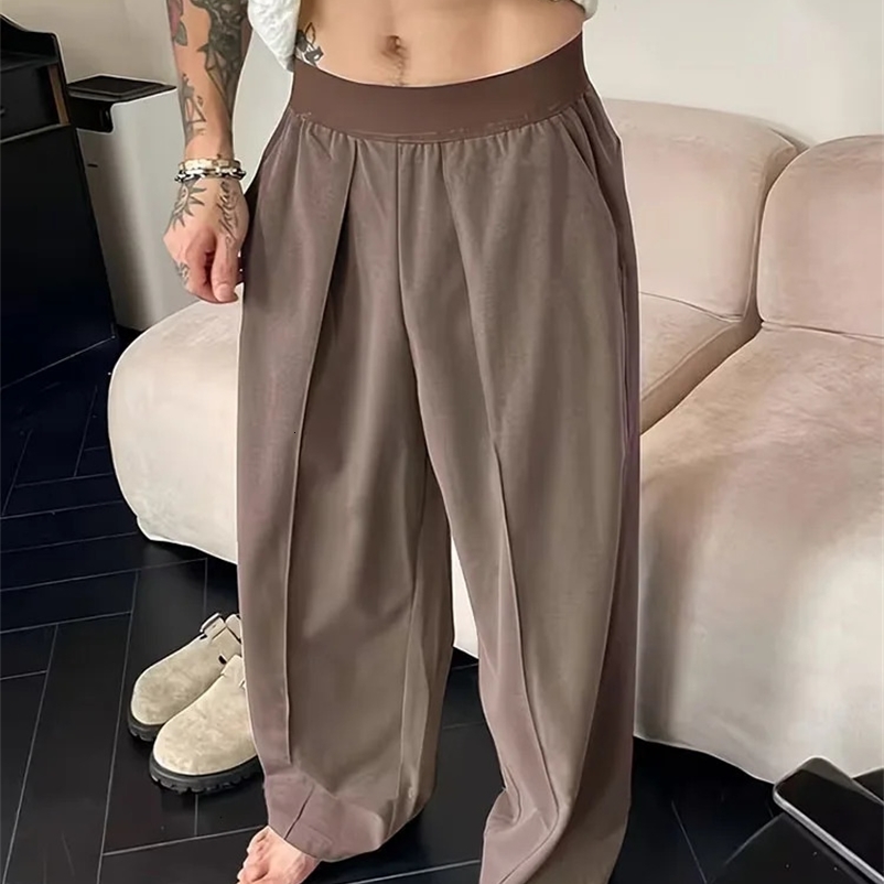 Mens Loose Casual Wide Leg Pants Solid Color Suit Pants High Street Man Streetwear Trousers Fashion Hip Hop Jogger Pant 260622BJ