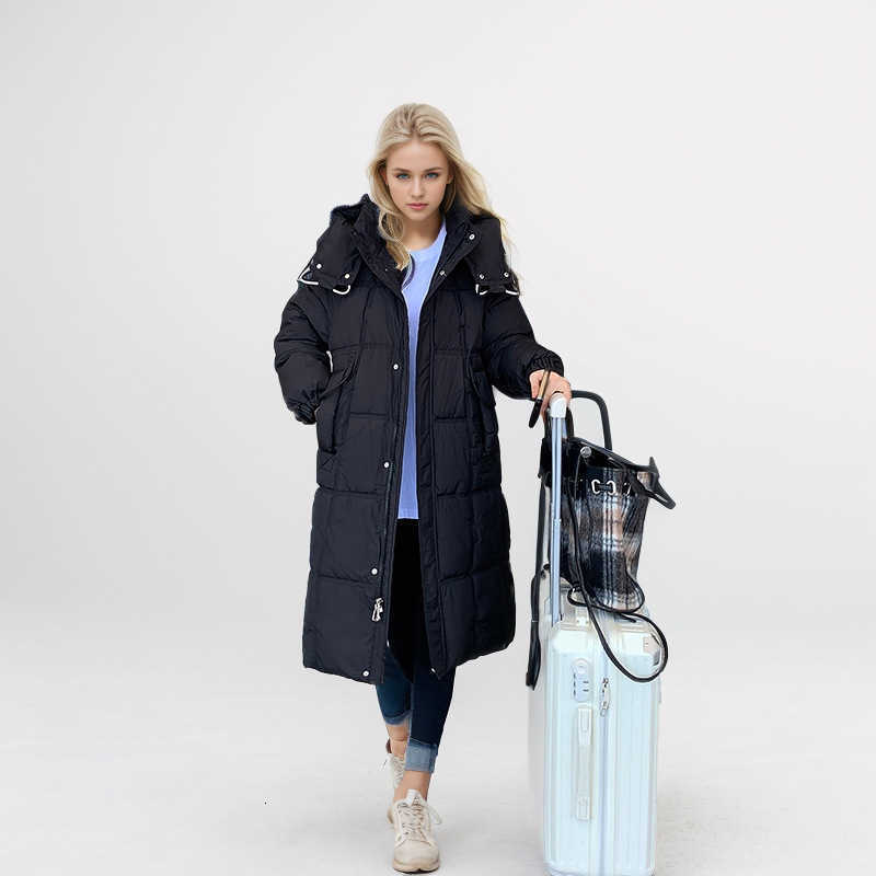 Jacket Puffer Down and Cotton Jacket Womens Long Style New Womens Hooded Thick Loose Warm Cotton Jacket S260804DLAK