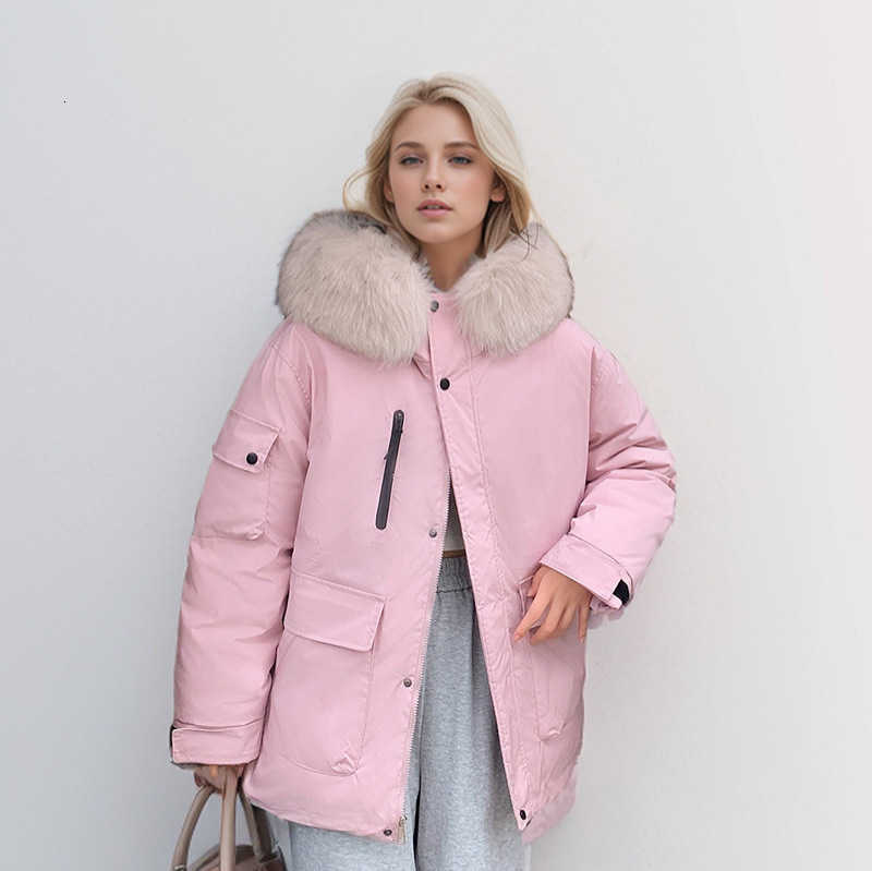 Jacket Puffer Down Cotton Jacket Womens Mid to Long Length New Workwear Jacket Womens Autumn and Winter Cotton Jacket Loose and Thick Cotton Jacket