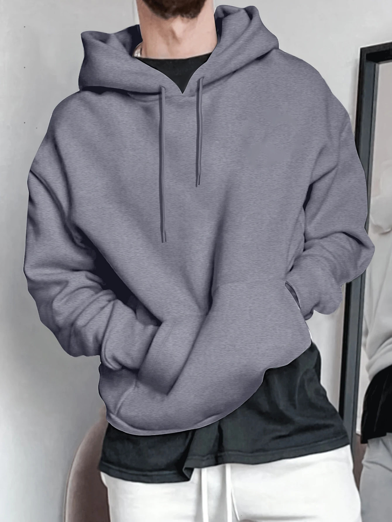 Autumn Man's Hoodie Solid Color Tops Fashion Casual Streetwear Simple Basic Hoody Personality Loose Clothing Sport Outwear 260731