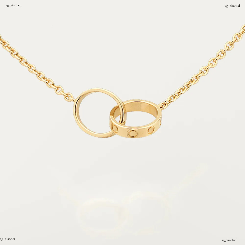 High Edition Classique Designer Pendentif Amant Collier pour Femmes Filles Double Boucle Charmes 316L Titane Acier Bijoux De Mariage Collares Col