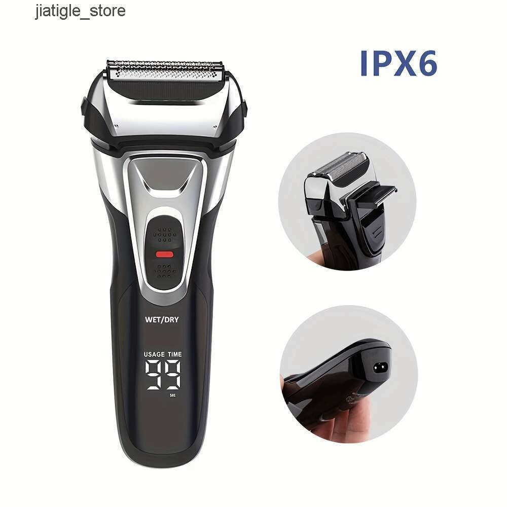 Shaver Electric USB For Rechargeable Men - Aluminum Foil Wet/Dry LED Display 600Mah Lithium Battery Travel-Friendly Ideal Father's Day Gift M26