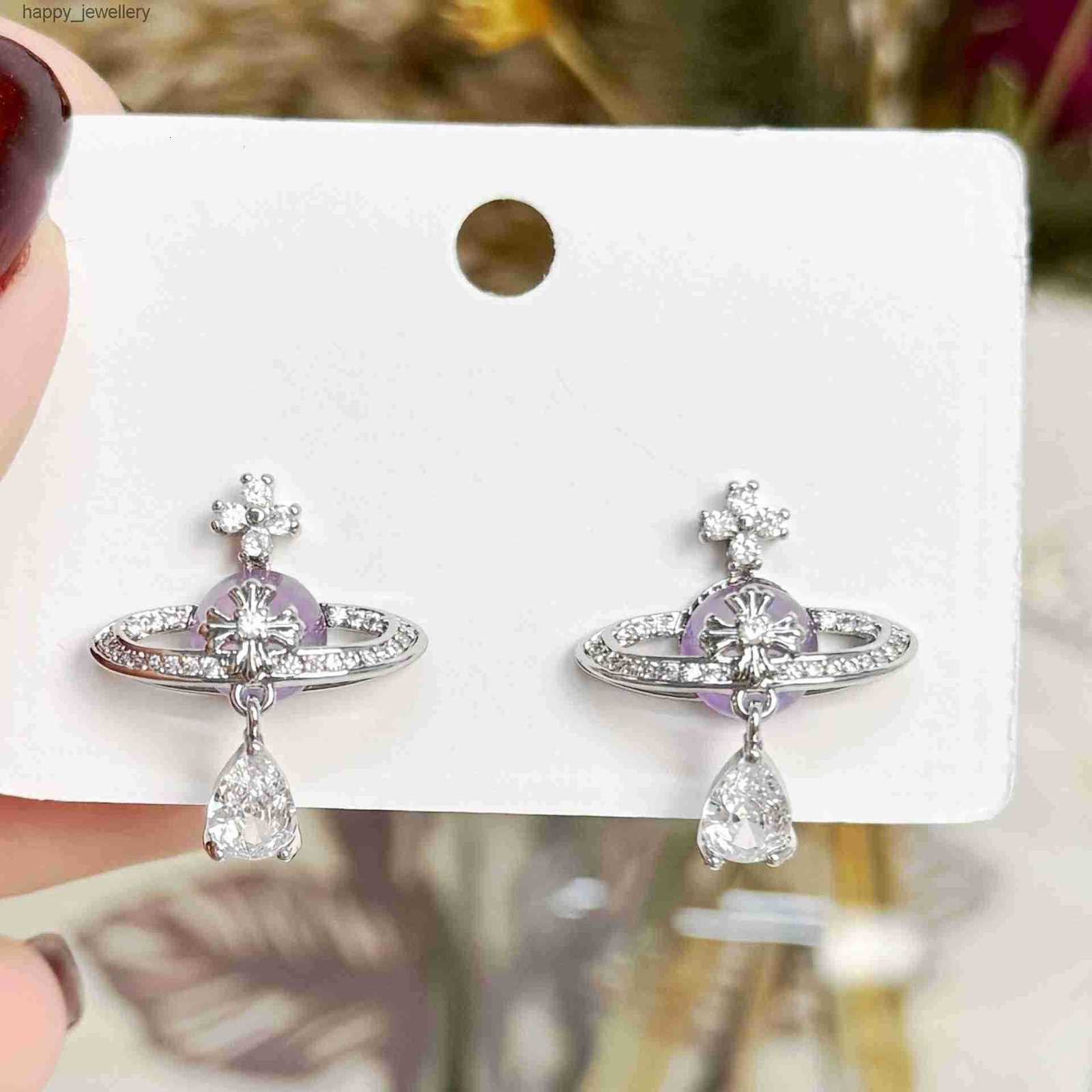 Western Saturn Water Drop Cross Earrings Light Luxury High-End Elegant Earrings 2025 New Style Women's Ear Accessories T260804CH2G