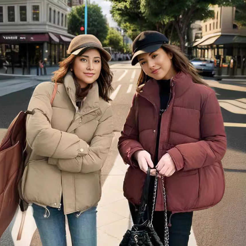 Jacket Puffer Down Cotton Jacket Womens Short Winter New Stand Up Collar Thr Button Warm Small Bread Jacket S260804XDIB