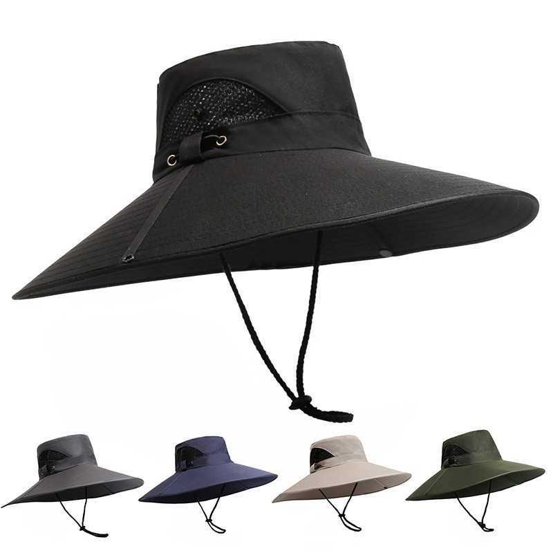 Wide Men's Brim 15CM Solid Color Sun Protection Sun Hat for Middle-Aged and Elderly Men Hiking and Fishing Hat Fisherman's Hat Sun Hat S26
