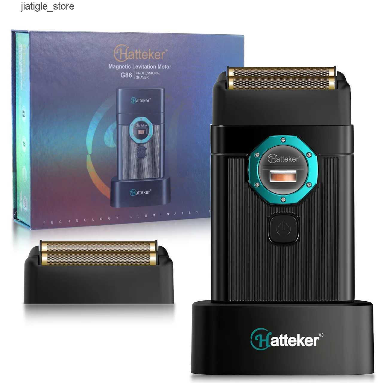 Shaver Hatteker Double Foil Electric for Men 9000RPM Magnetic Levitation Motor LED Display USB Base Charging 270Mins RuntimeJ260530 M260804