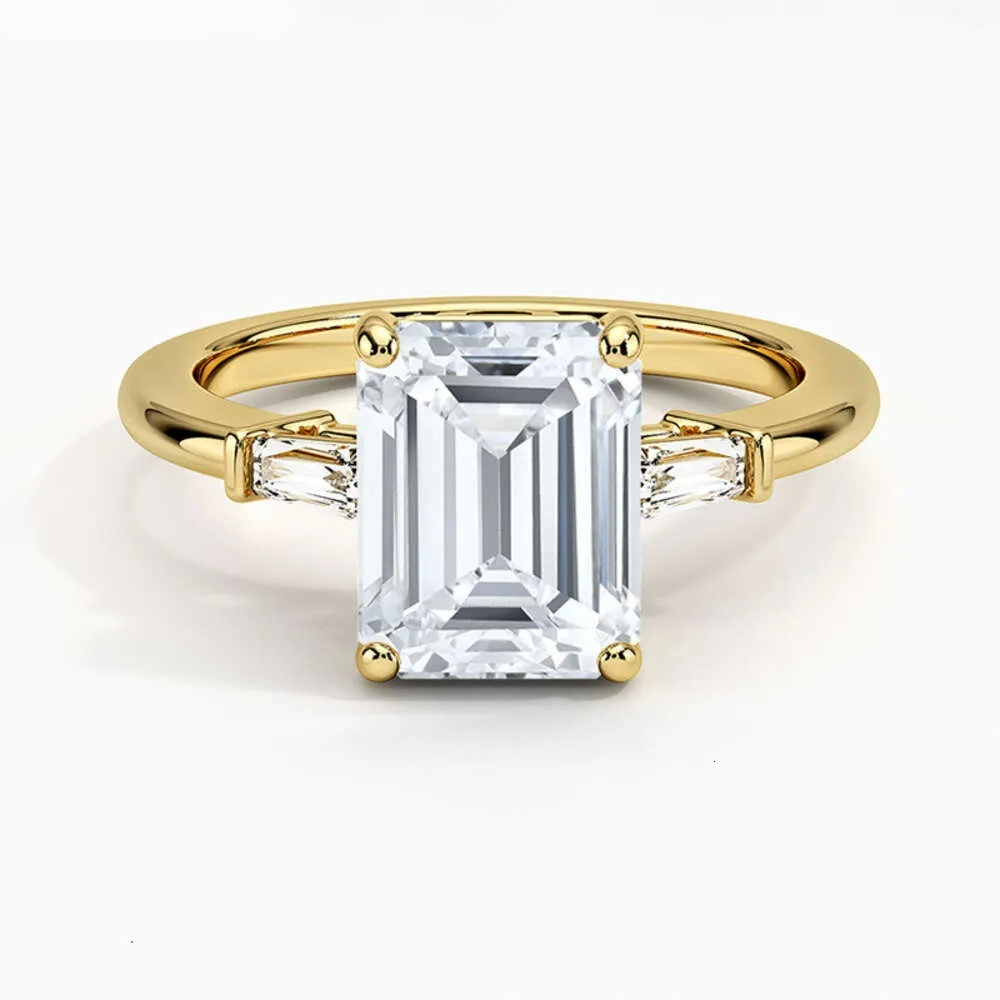 Bague de fiançailles personnalisée en or blanc 18 carats avec diamants cultivés en laboratoire 2,5 ct taille émeraude cvd bijoux pour femmes