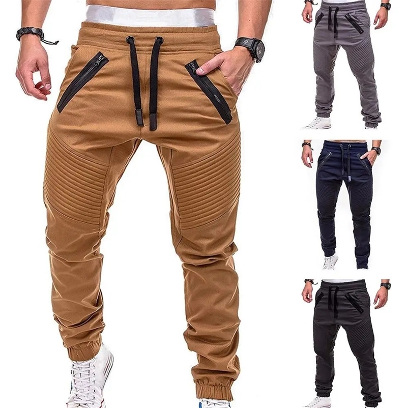 S Arrival Men Fashion Drawstring Zip Strips Pockets Ankle Tied Long Pants Sports Trousers Wholesale Drop 260430BJ