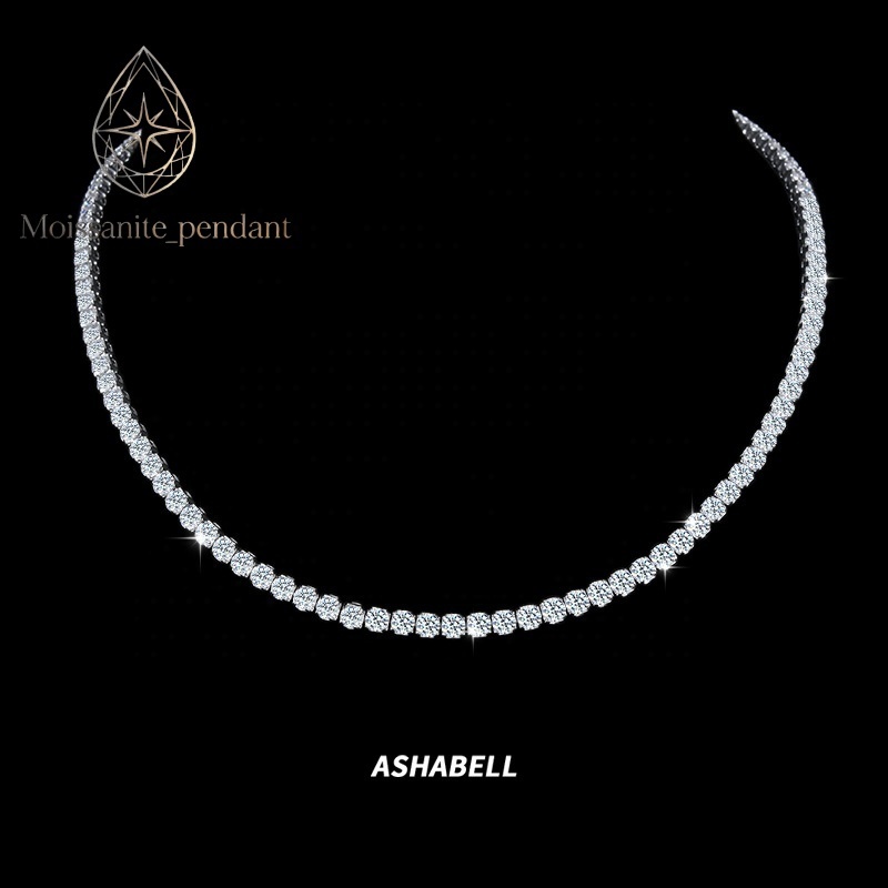 Wholesale S925 Sterling Silver VVS D Color All Moissanite Tennis Necklace 3mm Women Clavicle Tennis Chain Necklace