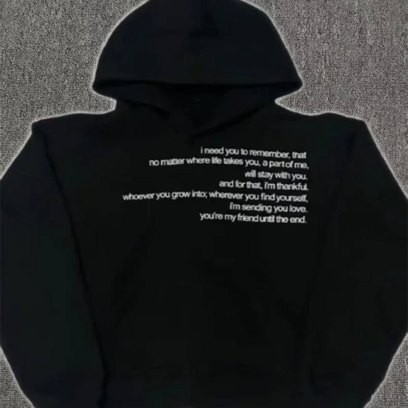American 2000s Letter Printing Men And Women Streetwear Gothic Hip-Hop Fashion Sweatshirt Vintage Loose Oversize Hoodies 260430BJ