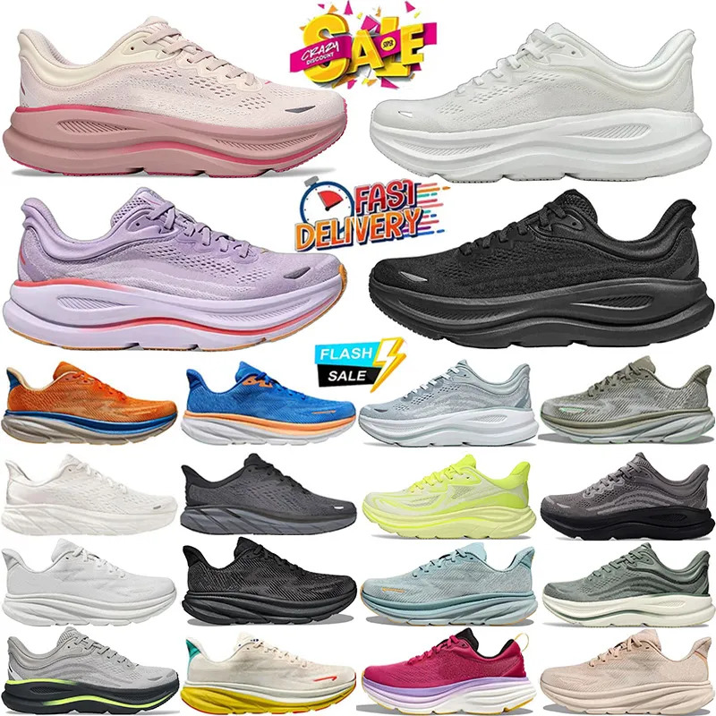 Top Quality Designer Running Shoes Bondis 8 Clifton 9 Cliftons 36-47 Big Size Runner Sports Harbor Mist Black White Casual Carbon X 2 Free People Me