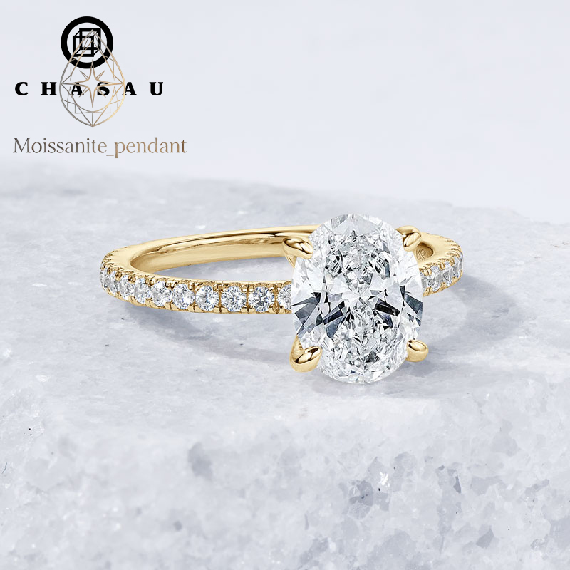 925 Silver 3-ct 8x10mm 3CT Oval Cut D Color VVS1 Moissanite Ring Ladies Classic Promise Wedding Engagement Rings for Women