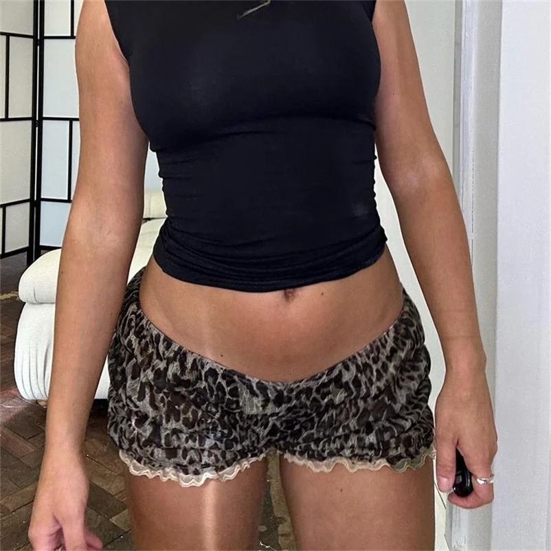 Lamuusaa Coquette Clothing y2k Shorts Women Summer Casual Leopard Print Elastic Low Waist Short Pants Bloomers 2000s Loungewear 260612BJ