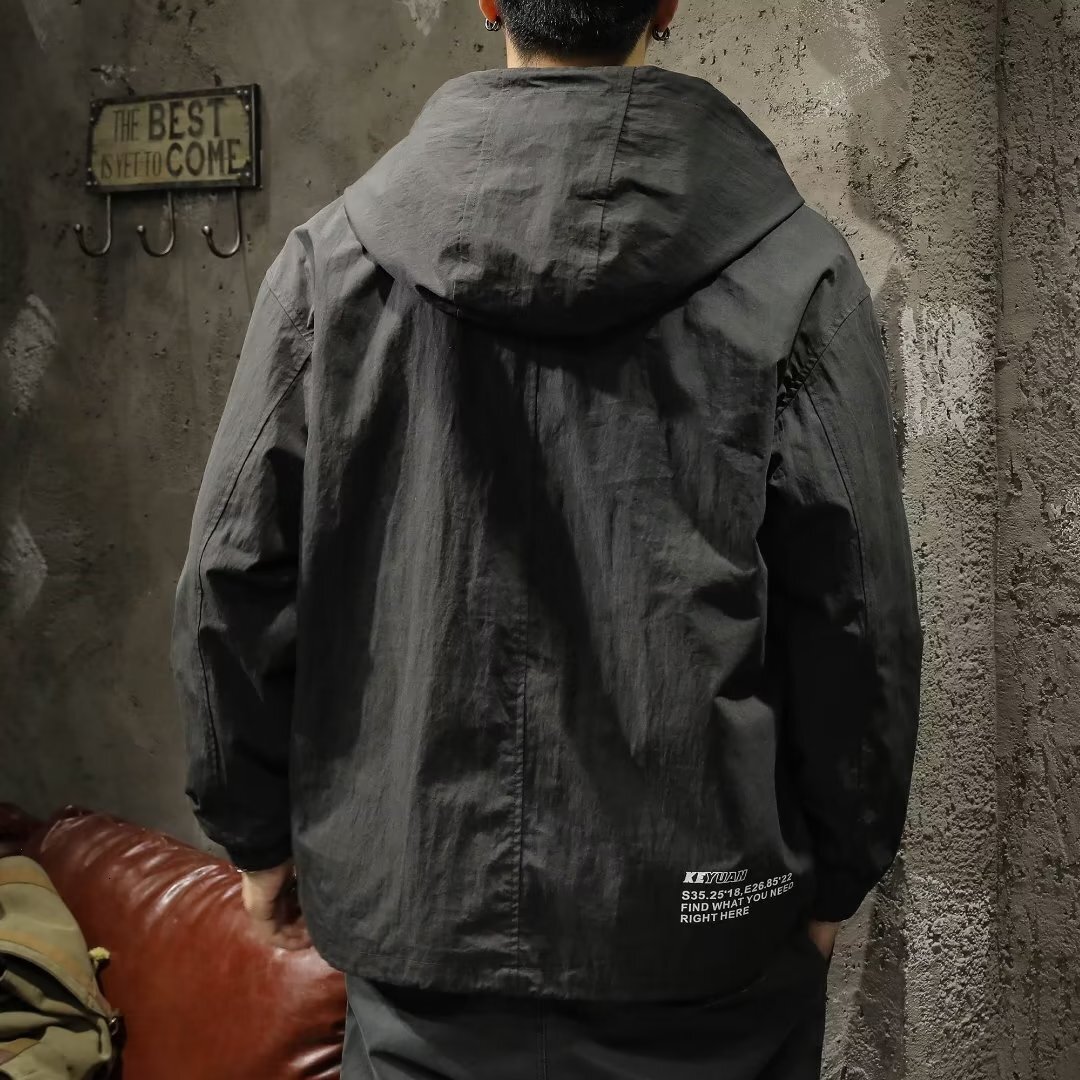 New Men Half Zip Hooded Anorak Jacket Tactical Workwear With Multi Zipper Pockets Loose Fit For Outdoor Hiking Daily Adventure Windproof Casual Oute