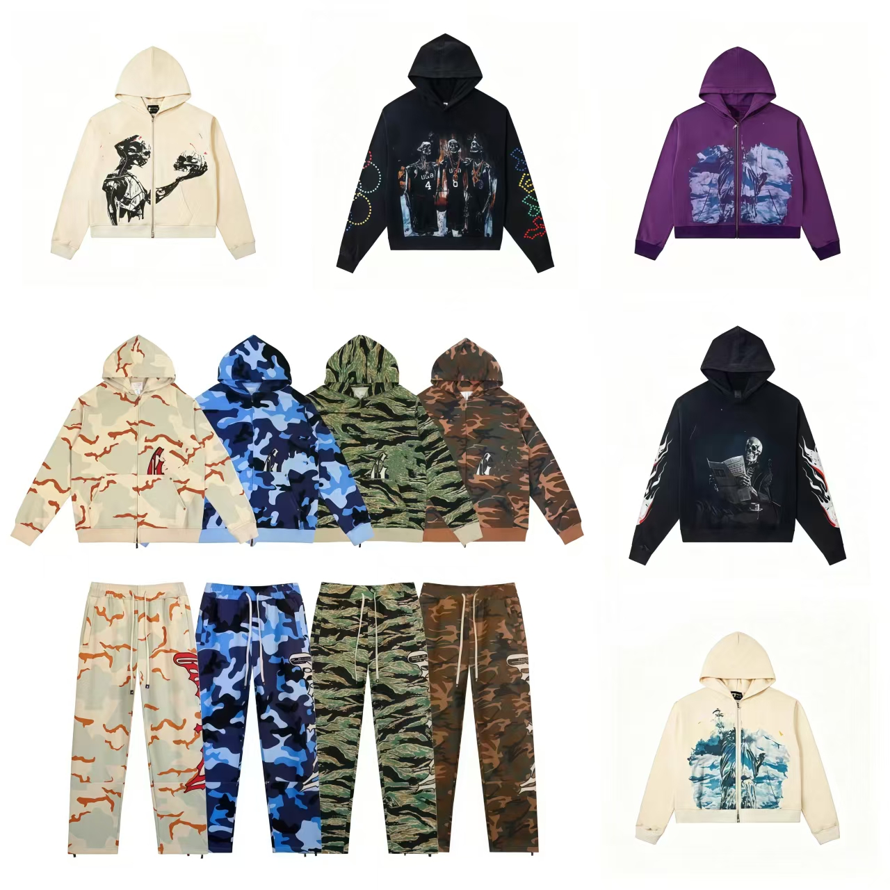 designer hoodies godhoodie Piece Outfit Solid Color Full Hoodie Jacket Gothic Alphabet Print Side Stripe Wide Leg Sweatpants Valleys Dreams Oversize