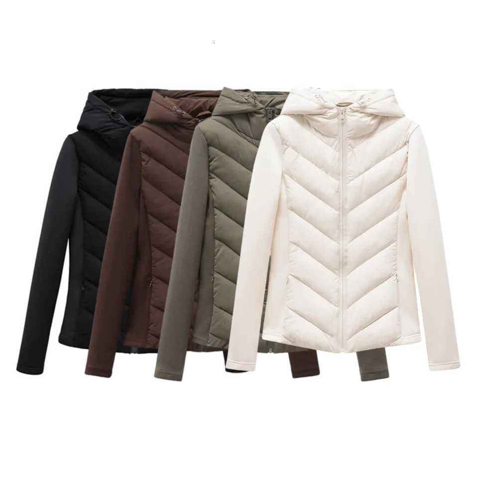 and autumn winter womens hooded air cotton longslved slim stitching light down jacket for women S260804F2U9