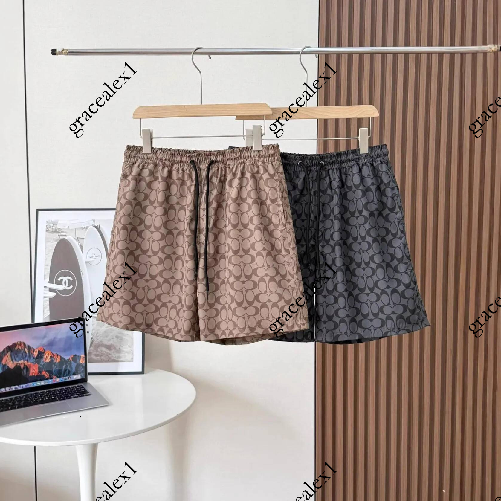 Designer Coac T Shirt Koujia Classic Monogram All-Over Print Shorts 2026 Summer New Casual Trend Old Money Style Unisex
