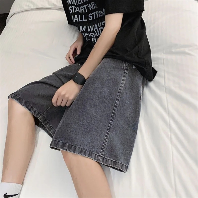 American retro short mens wide leg jeans Y2k Gothic washed loose straight leg casual mens denim shorts sports pants 260612BJ