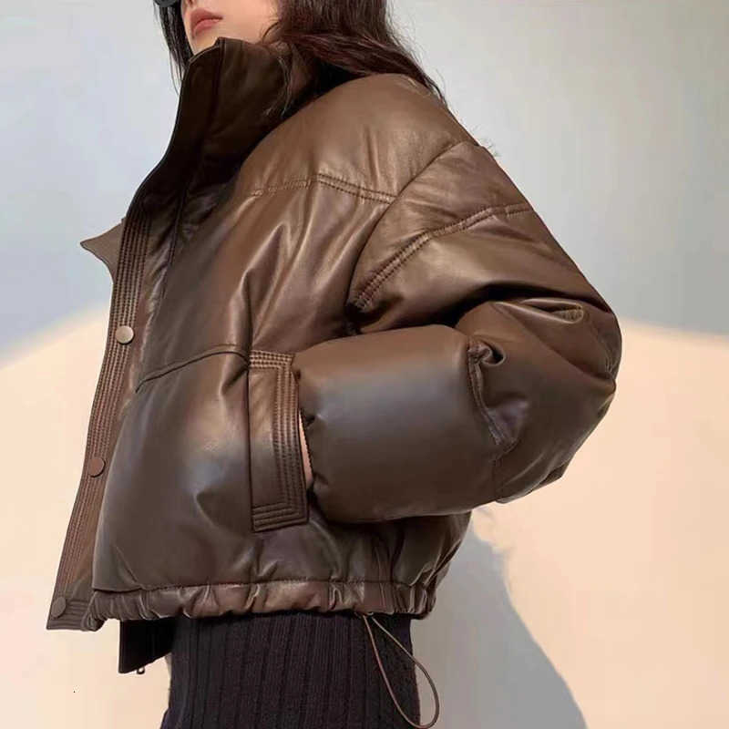 Leather Women Down Jacket Winter High End Genuine Shpskin Down Coat Outdoor Thicked Warm Short Puffer Jacket Strtwear S26080492L5