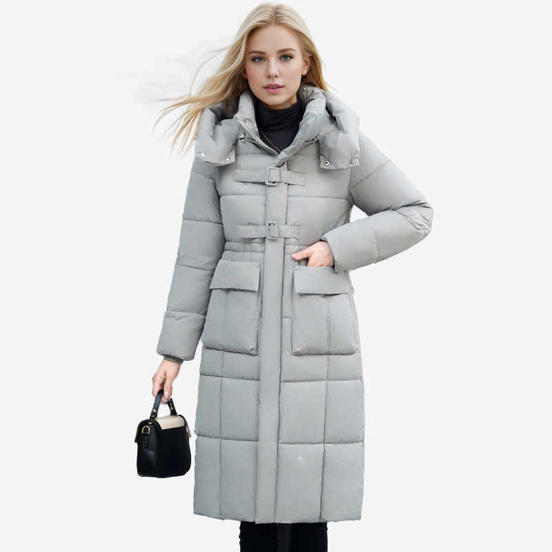 Jacket Puffer Down Cotton Jacket for Women Medium Length New Style Over the Kn Thick Hooded and Warm Cotton Jacket Winter Coat S260804IU8G