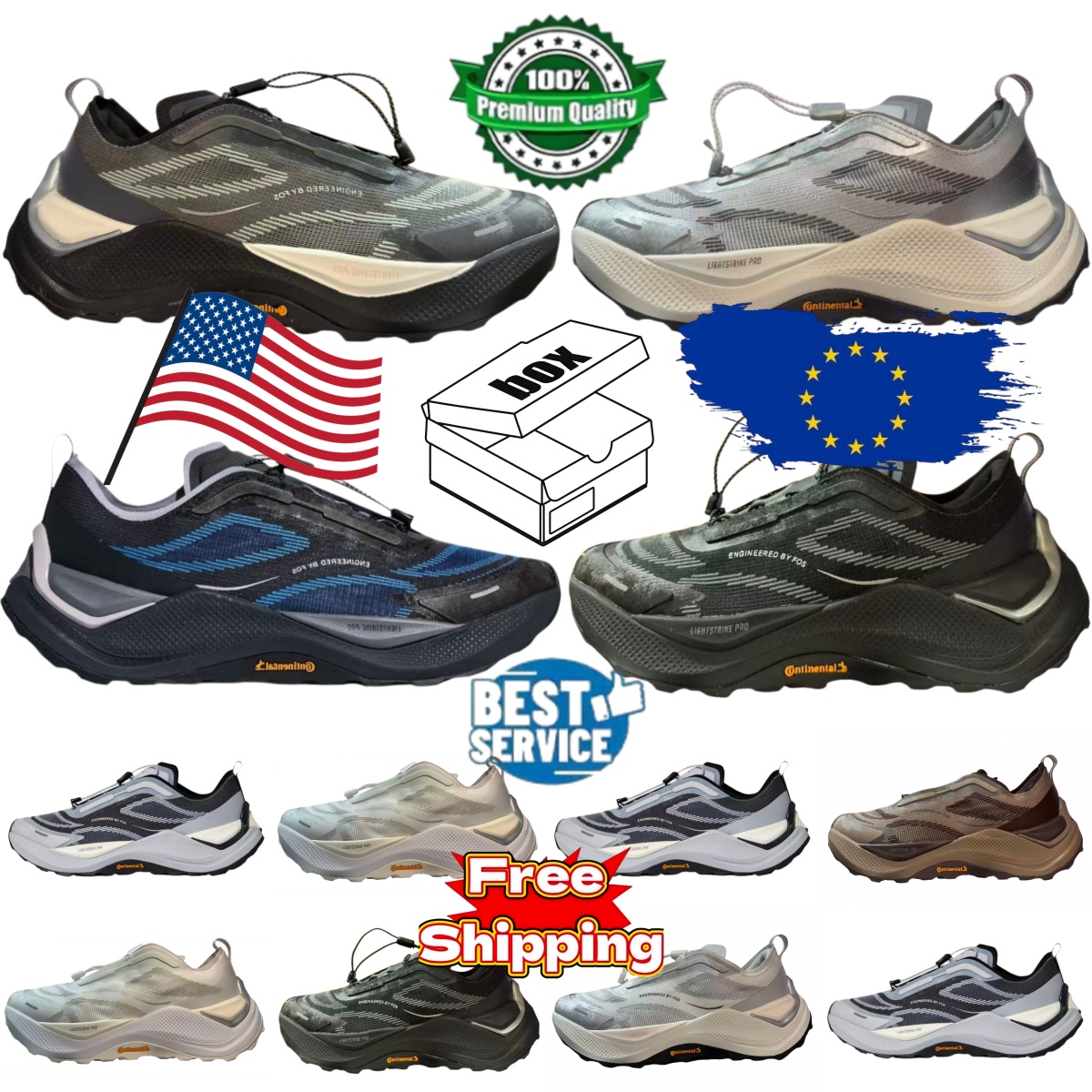 with box unisex hiking shoes fos holo peak designer casual shoes sneaker running shoes non slip breathable slow shock fashion brown grey black silve