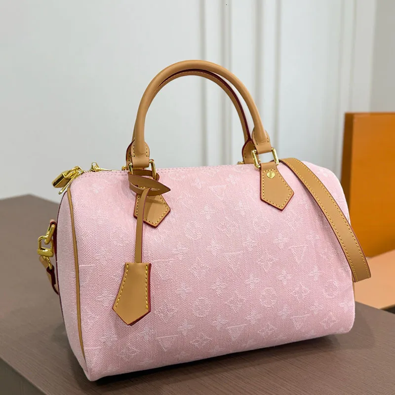 Designer Brown Flower Shoulder Bags Womens Totes Genuine Leather Crossbody speedyss 30cm Mirror Quality Pillow Bag Luxury Travel Women Handbag Purse
