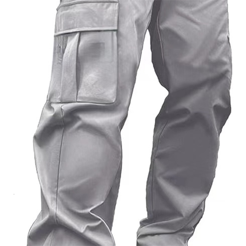 American style high street multi pocket workwear pants for mens trendy loose straight leg versatile casual long pants 260612BJ