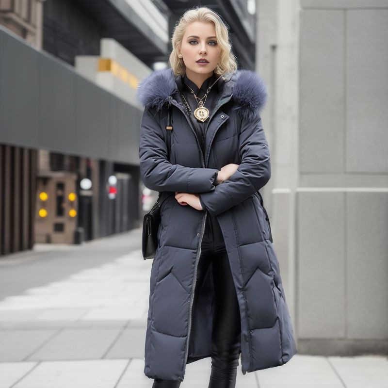 Jacket Puffer Cotton Jacket Womens Mid Length Winter New Slim Kn Length Cotton Jacket Large Collar Thickened Down Jacket Women Clothing S260804WOUH