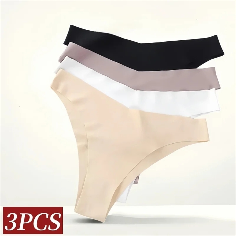 3Pcs/Set Ice Silk Panties Women V-Waist Low Rise Briefs Quick-Drying Seamless Underwear Female Underpants Sexy Lingerie S-L 260611BJ