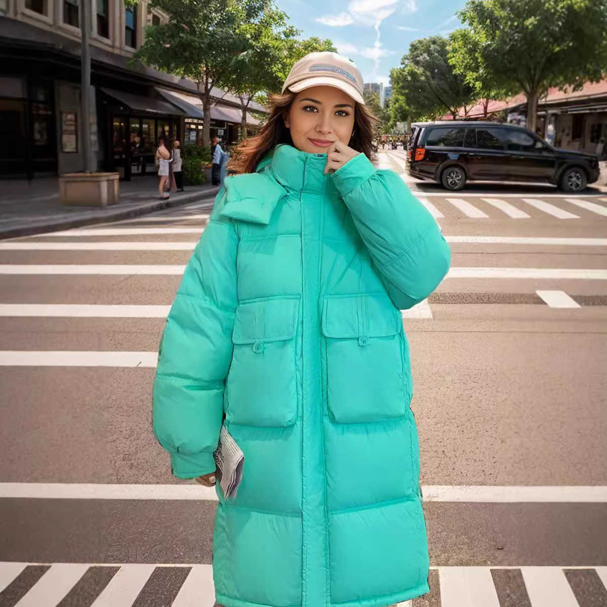 Jacket Puffer Down and Cotton Jacket Womens Medium Length New Version Warm and Loose Cotton Jacket Winter Cotton Coat Jacket S260804M156
