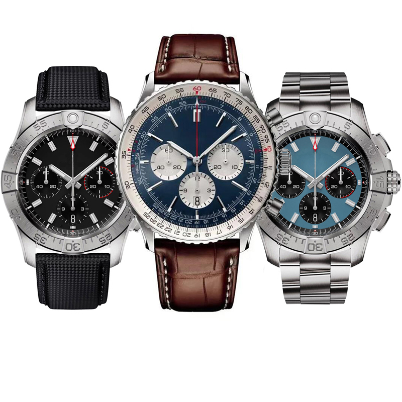 AAA Montre Homme 6 Aiguilles Chronographe Quartz Fonctions Complètes Acier Inoxydable Design Élégant