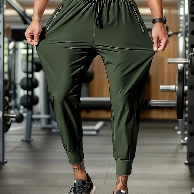 Mens summer lightweight breathable ice fast drying stretch jogging pants outdoor casual training fitness room pants 260622BJ
