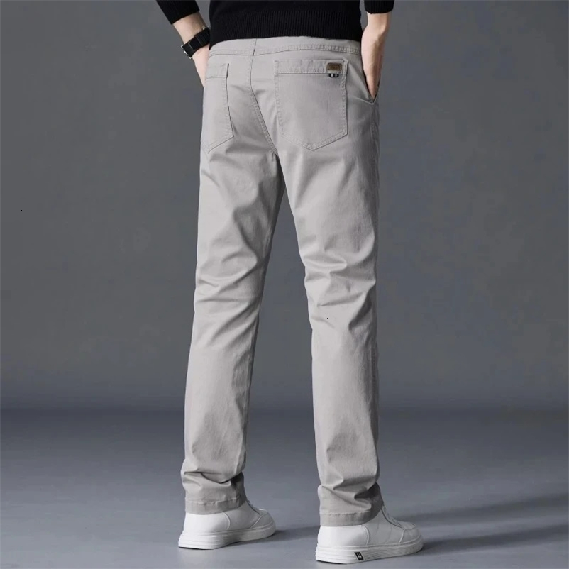 Autumn Mens Pants Classic Straight Elastic Casual Solid Color Business Trousers Fashion Soft Comfortable Clothes Pants 260622BJ