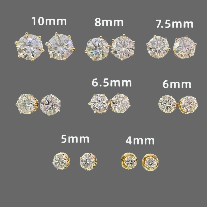 Fashion moissanite earrings pass diamond tester classic 6 prong 925 sterling silver moissanite screw back studhigh quality women fashion accessories