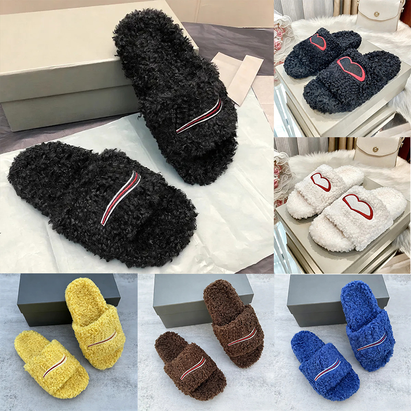 Women Fur Slides Furry Slippers Designer Mules Fall Winter Homewear Slide Men Paris Luxury Comfortable Fuzzy Flip Flop Fluffy Wool