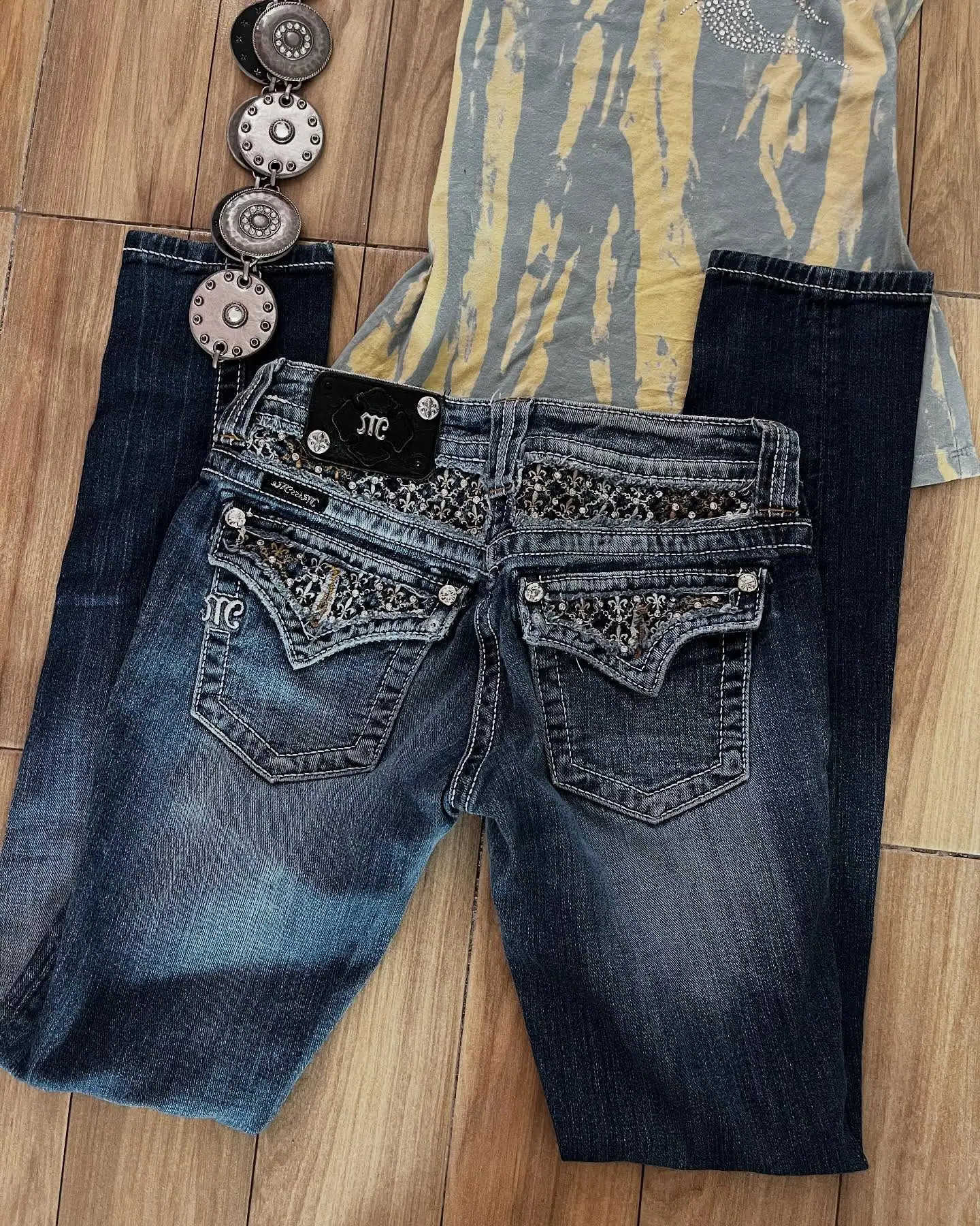 Cut Retro Miss Me Boot Jeans Female Y2K New Blue Jeans Embroidered Wing Pocket Hip Hop Harajuku Gothic Wide Pants Street Wear L260804