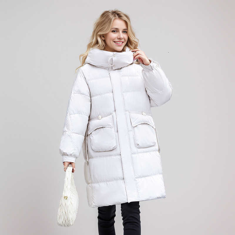 Jacket Puffer Down and Cotton Jacket for Women Womens Winter Clothing Medium and Long Styles New Model Hooded Warm Cotton Jacket S260804GZBV