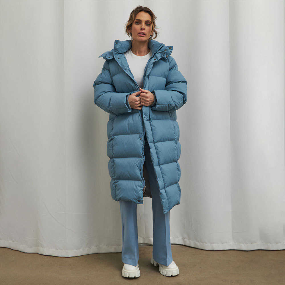 Thick Winter Long Down Jacket 90 White Duck Down Womens High End Hooded Down Jacket Extended Coat S26080413E9