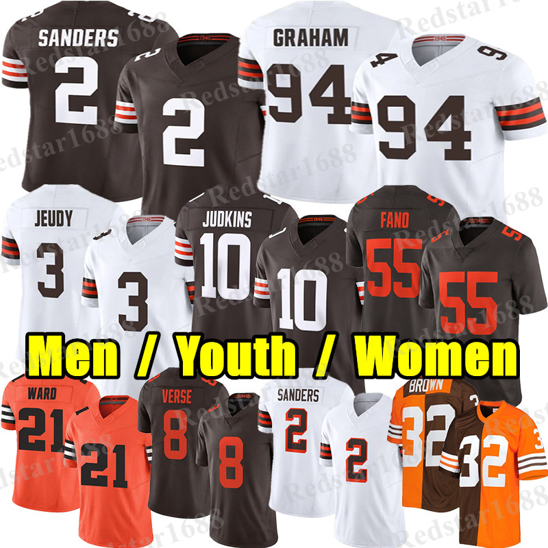 Brownsjersey Clevelands Football Jersey hedeur Sanders Quinshon Judkins Mason Graham Jerry Jeudy Spencer Fano Jared Verse Ward Myles Garrett KC C