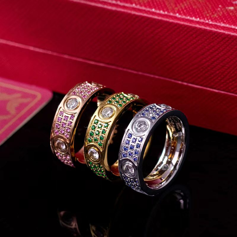 Luxury Brand Love Ring Starry Sky Diamond Ring High Quality Stainless Steel Waterproof And Non Fading Wedding Gift Designer Jewelry For Men And Wome