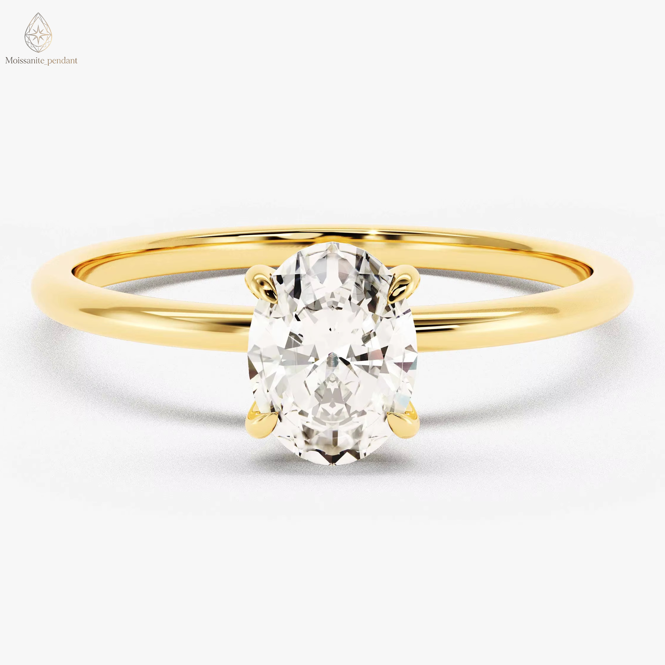 Fashion Jewelry 18k Gold Plated S925 Sterling Silver Oval Cut 051235ct VVs1 Moissanite Solitaire Engagement Ring for Women