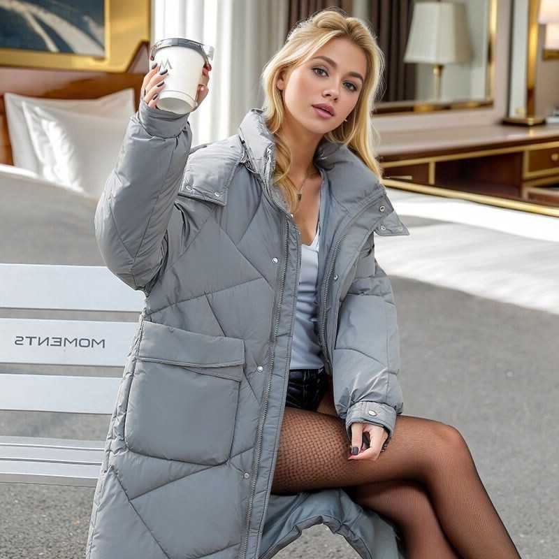 Jacket Puffer Version Thickened Bread Jacket Down Cotton Jacket Cotton Jacket Womens Loose Winter Jacket Medium Length Kn Length Cotton Jacket S2608