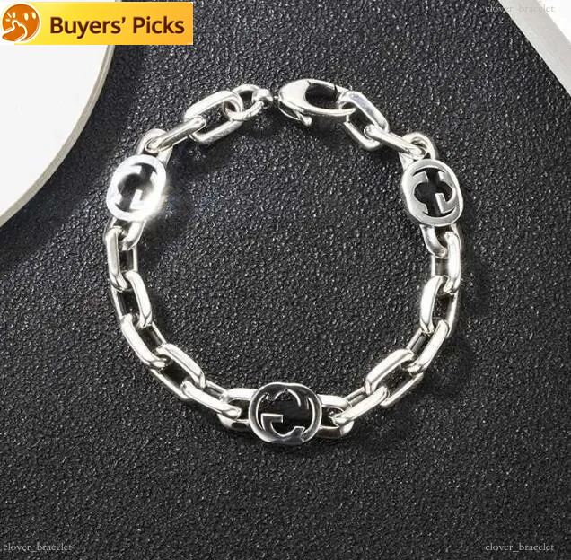 Designer woman 925 sterling silver fashion men and lady couple man outdoors street hip hop bracelet high quality classics letter jewelry gift