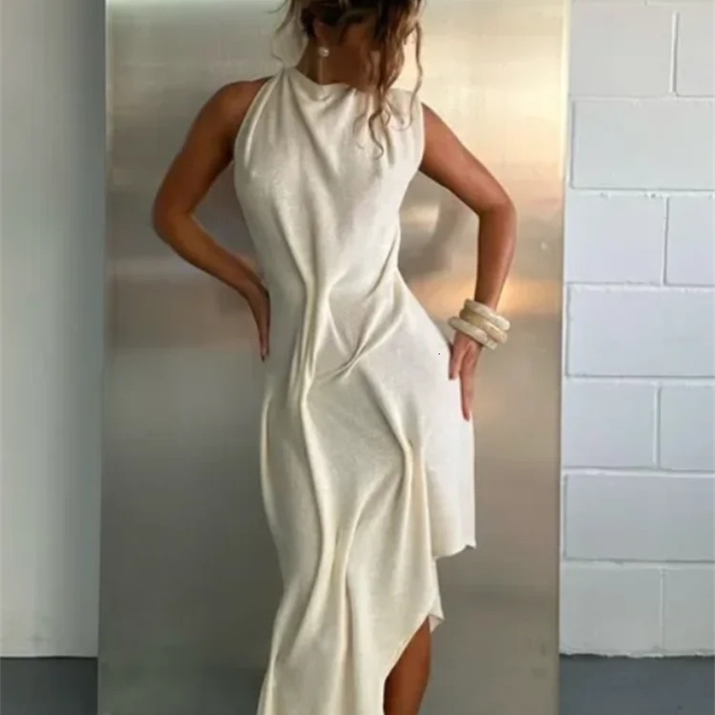 Romantic Soft Halter Maxi Dress Ruched Asymmetrical Women Dresses Anniversary Dinners Vacation Elegant Female Party Wear 260618BJ