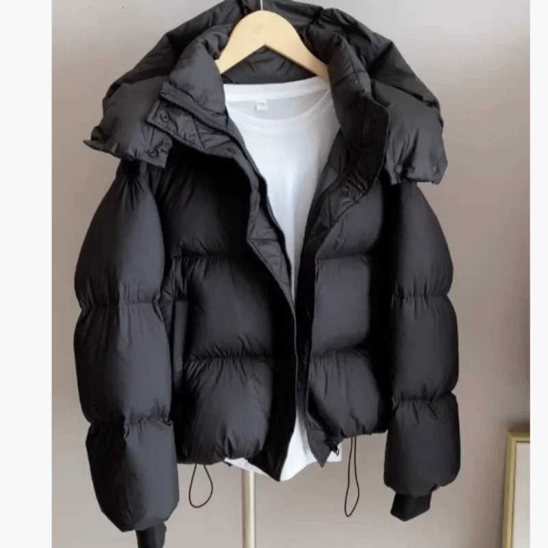 Color Solid Down Womens Winter Short Thick Loose Down Jacket S260804J3Q5