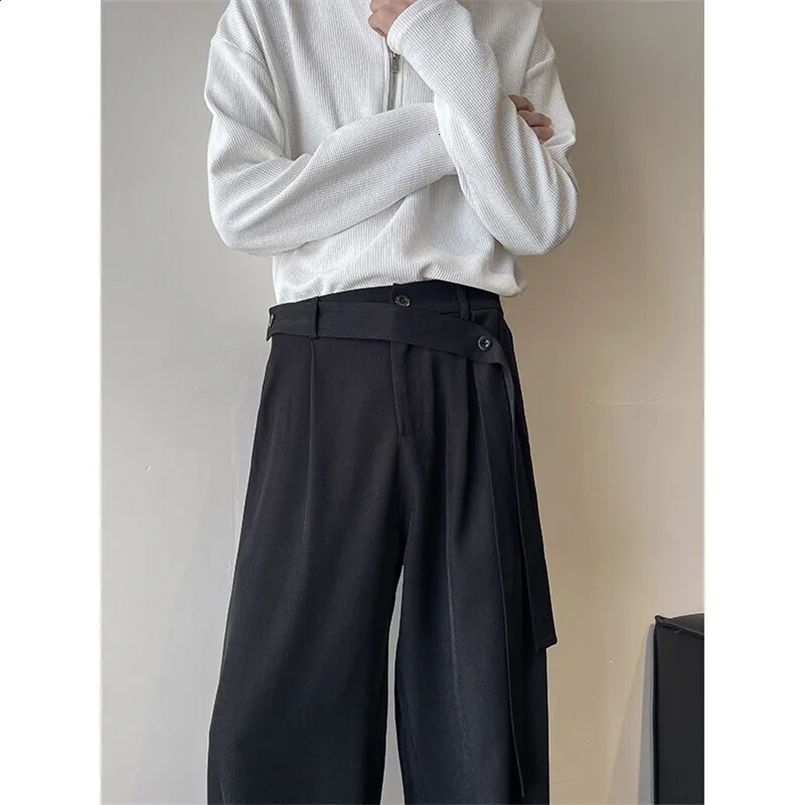 Brown Suit Pants Men Society Mens Black Dress Pants Korean Casual Belt Straight Pants Mens Office Formal Trousers Large Size 260516BJ