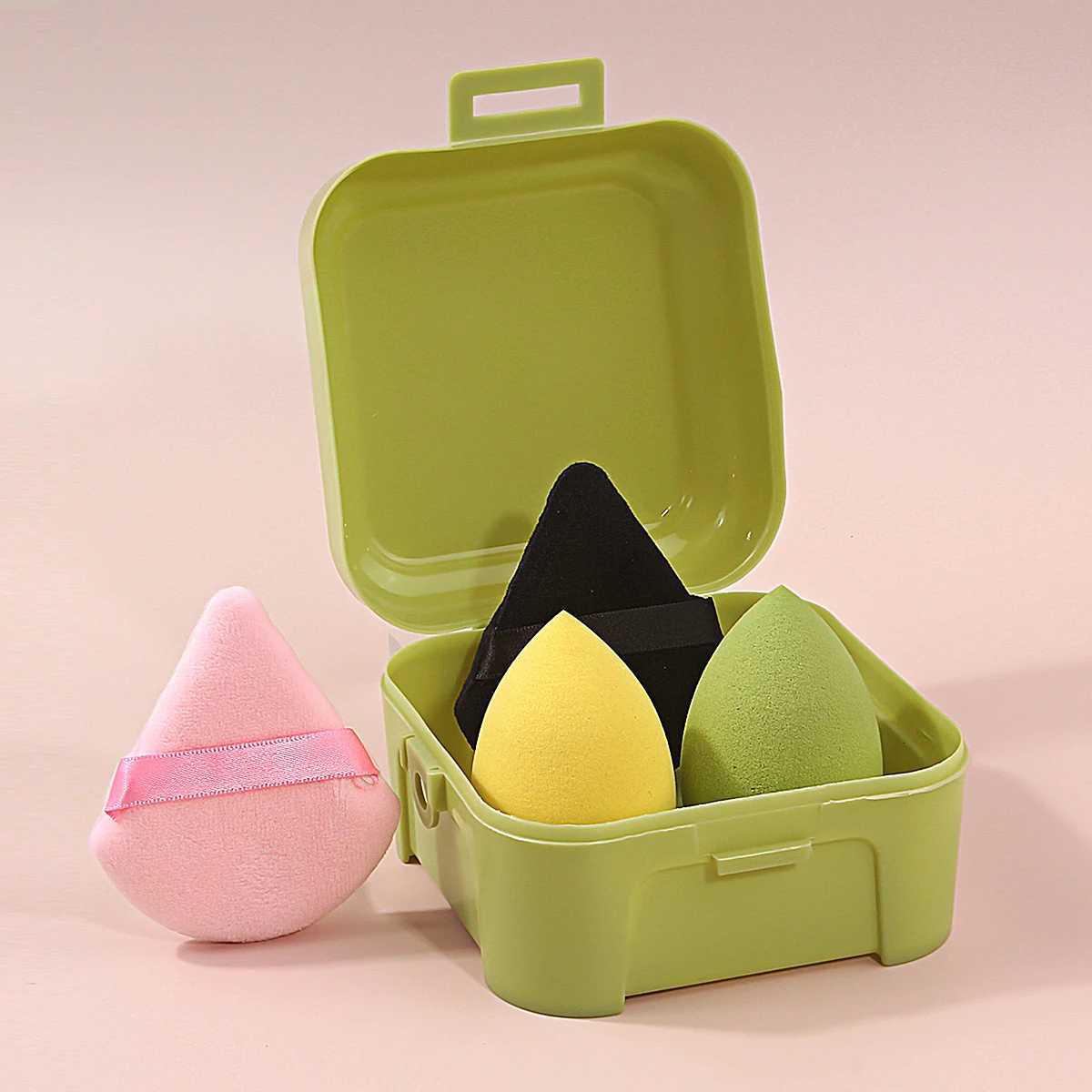 4Pcs Multi-Color Ultra-Soft Makeup Sponge Triangle Powder Puff Set with Storage Box - Wet/Dry Dual-Use Cosmetic Sponge Tools X260804
